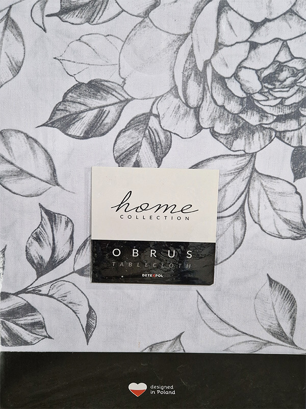 Obrus dekoracyjny 140x180 w szare kwiaty wz. 4268A - obrazek 2